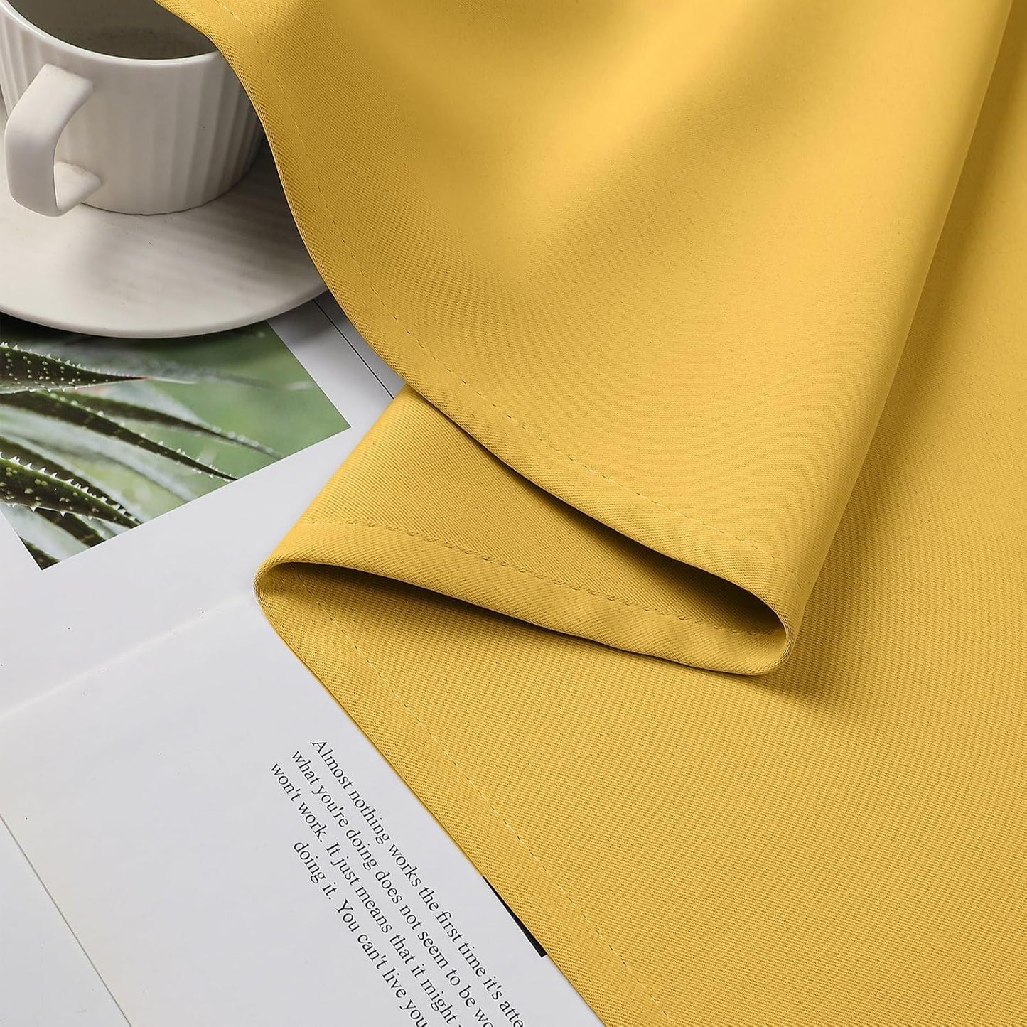 CUCRAF Blackout Curtains 63 inch Length 2 Panels Set, Room Darkening Drapes for Living Room Bedroom, Thermal Insulated Light Blocking Grommet Window Curtain (W52 x L63 Inch, Lemon Yellow)