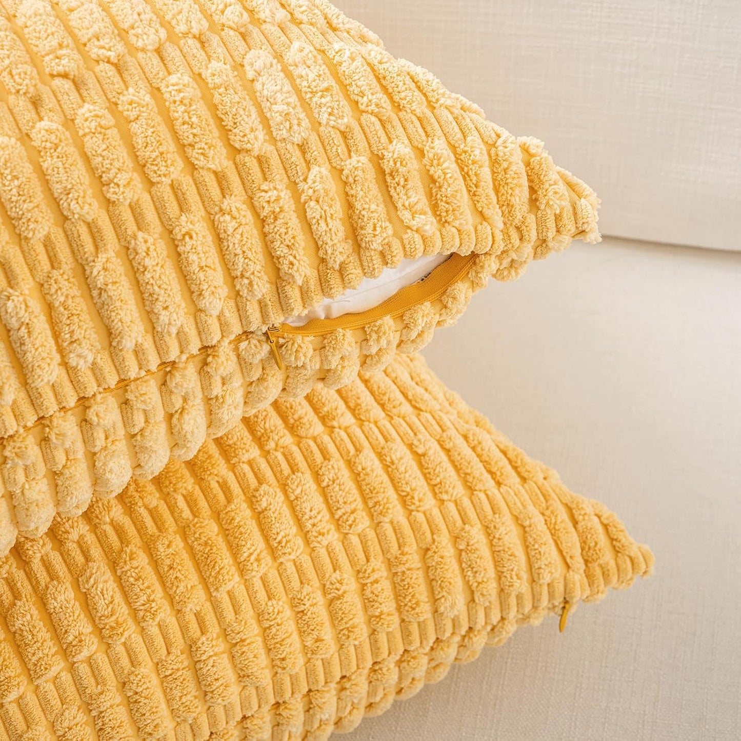 Fancy Homi 4 Packs Decorative Throw Pillow Covers for Living Room Couch Bed, Modern Farmhouse Boho Home Décor Accent Cushion Case, 18" x 18", Yellow Green Series