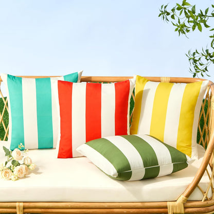 Allorry Outdoor Pillow Covers 18x18 Set of 2 Yellow Striped Decoration Throw Pillow Covers for Spring Summer Outdoor Waterproof Garden Patio Furniture Sofa Bed Home Decor JB007-F18