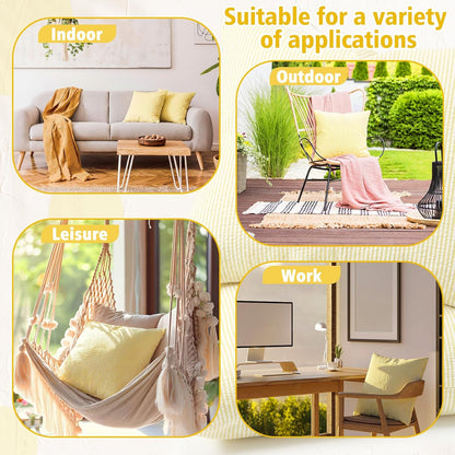 Huhumy Yellow 2 Pack Throw Pillow Cover 18" x 18" for Home Decoration Striped Modern Style Decorative Cushion Covers No Inserts Seersucker Pillow Cover for Outdoor Patio Living Room Chair Bed Couch