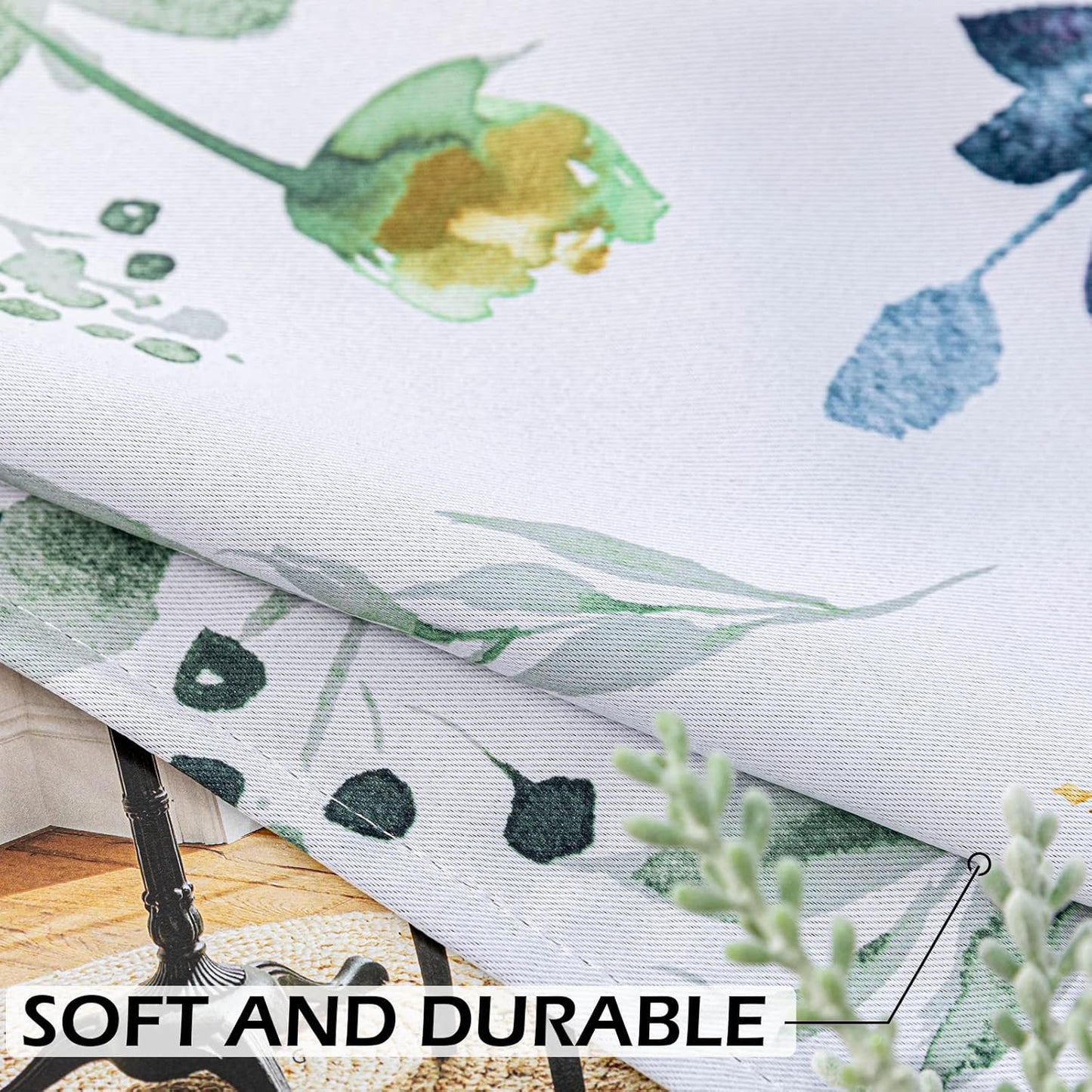MYSKY HOME Floral Curtains 84 inches Long Living Room Curtains Room Darkening Curtains Thermal Insulated Light Blocking Drapes Grommet for Bedroom Bathroom, 2 Panels, Yellow and Blue