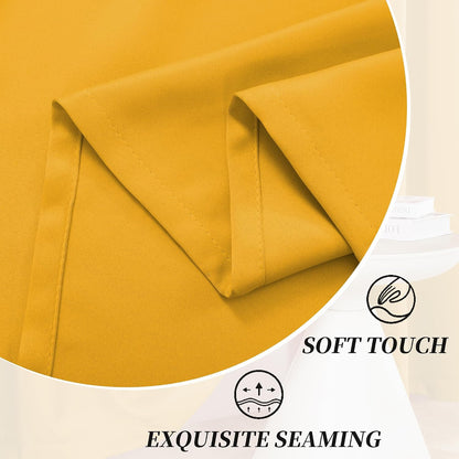 HUTO Blackout Curtains and Drapes for Bedroom - Extra Long Room Darkening Thermal Insulated Solid Window Antique Copper Grommet Draperies for Living Room (Gold Yellow, 1 Pair, 52 x 96-Inch)