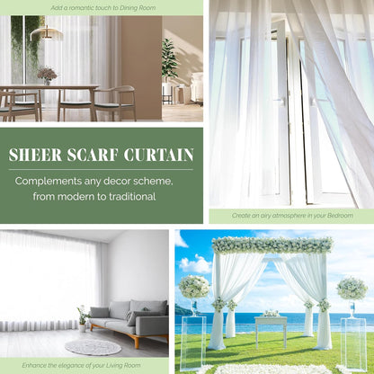 Elegant Comfort Lightweight Sheer Voile Window Scarf Valance - 216 Inch Long - 1 Panel Sheer Curtain for Living Room, Event Decor, Bedroom, (1 Piece) 55" X 216'' Long, Neon Yellow