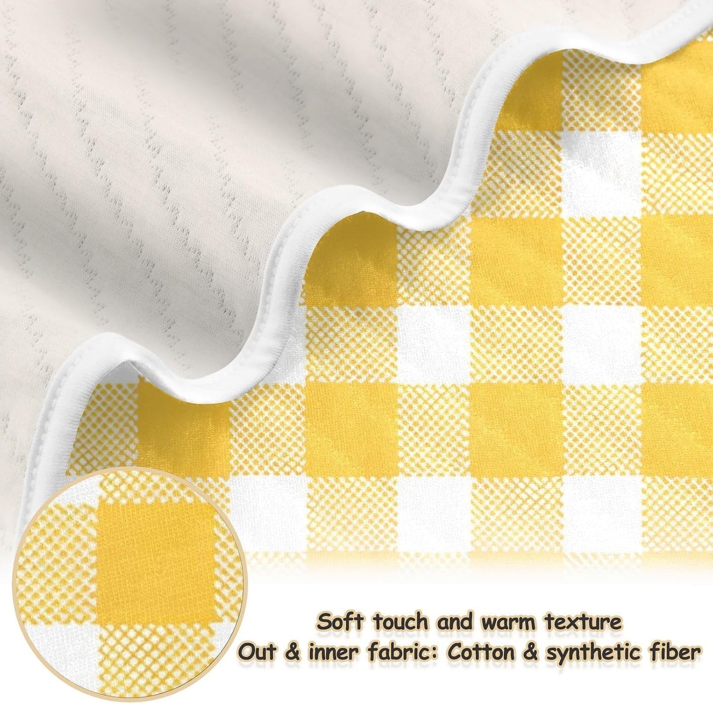 Yellow Gingham Cotton Baby Blanket 30" x 40" Warm Soft Breathable Muslin Swaddle Blankets for Toddler Boys Girls Nursery Receiving Wraps