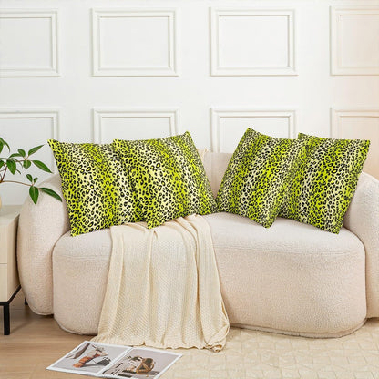 Manfei Leopard Fur Print 2 Pack Pillow Covers,Yellow Gradient Vertical Stripes Geometric Soft Square Cushion Case,Wild Animal Cheetah Fur Pattern Throw Pillow Coverss Double Sides,20"x 20"