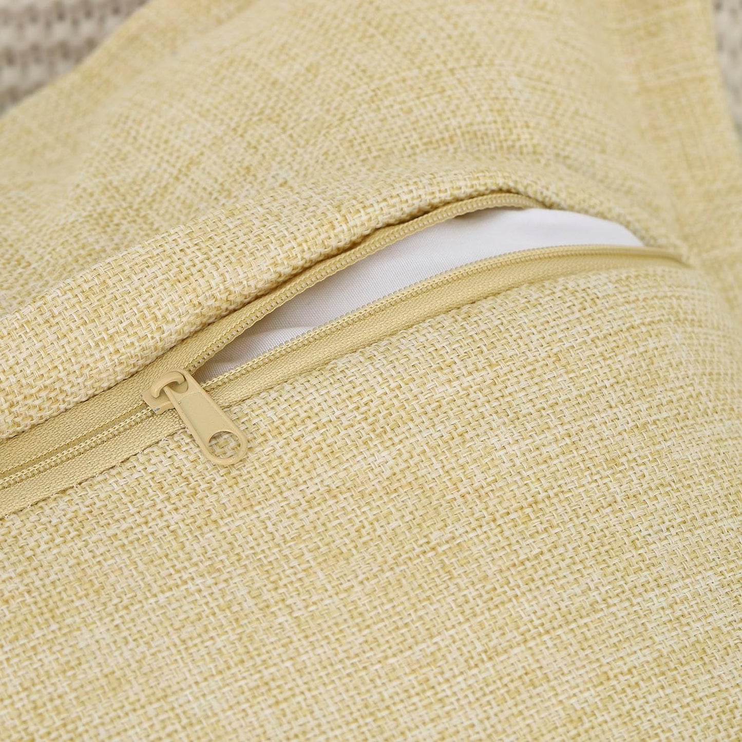 MADIZZ Pack of 2 Faux Rustic Linen Throw Pillow Covers with Flange Edge Soft Boho Natural Decorative Pillowcases for Sofa Living Room Modern Throw Pillows for Bed 18x18 Inch Light Yellow