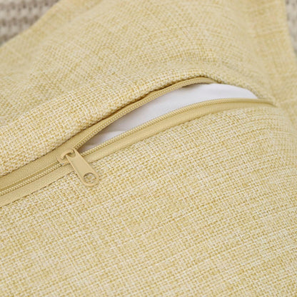 MADIZZ Pack of 2 Faux Rustic Linen Throw Pillow Covers with Flange Edge Soft Boho Natural Decorative Pillowcases for Sofa Living Room Modern Throw Pillows for Bed 18x18 Inch Light Yellow