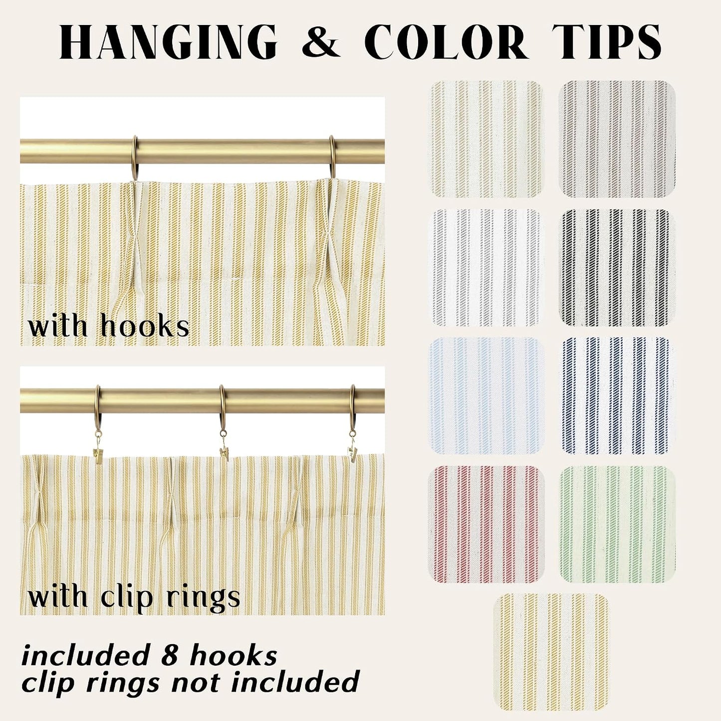 Light Pale Yellow Kitchen Curtains,Sunflower or Lemon Decor Retro Farmhouse Striped Patterned Printed Spring Curtains for Living Room Bathroom Window Curtain