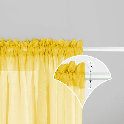 Yellow and Grey Curtains for Bedroom Set of 1 Panel Pole Pocket Faux Linen Semi Sheer Drapes Ombre Voile Curtains for Living Room Dining Room Girls Bedroom 52 x 63 Inch Length Yellow and Gray
