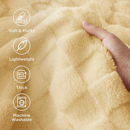 Bedsure GentleSoft Yellow Throw Blanket for Couch - Checkered Fleece Blankets Gifts for Kids Girls, Cute Soft Cozy Throw for Bedroom Butter Yellow Home Decor Gifts, 50x60 Inches
