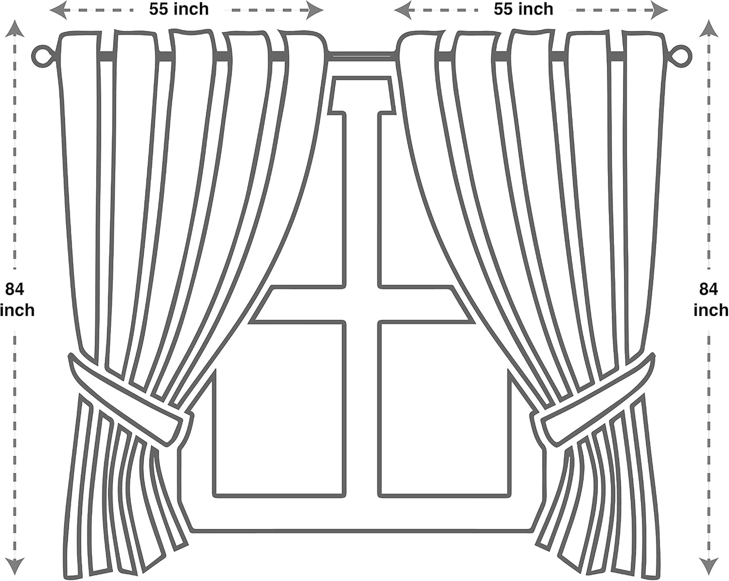 GLORY RUGS Jacquard Luxury Window 2 Panel Set Taupe Curtain with Attached Valance and Backing Bedroom Living Room Dining 2 Curtains 55x84 inches Each Jana