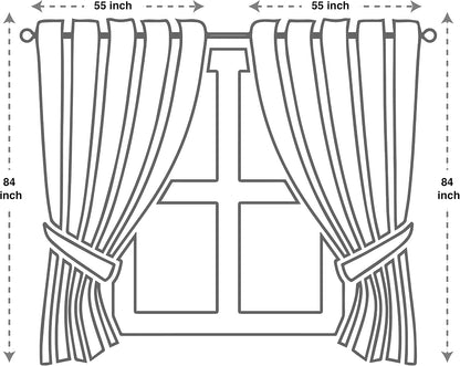 GLORY RUGS Jacquard Luxury Window 2 Panel Set Taupe Curtain with Attached Valance and Backing Bedroom Living Room Dining 2 Curtains 55x84 inches Each Jana