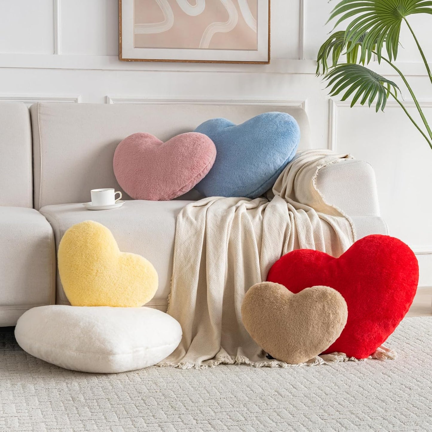 Heart Pillow, Heart Shaped Pillow for Bed Couch, Soft Decorative Heart Throw Pillow, Cute Decorate Pillows, Heart Pillows for Bedroom Living Room (Yellow, Mini 12.9"x9.8")
