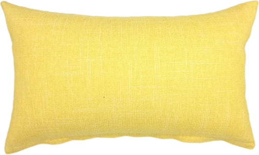 YOUR SMILE Solid Color Oblong Rectangle Decorative Linen Throw Pillow Case Cushion Cover Lumbar Pillowcase for Couch Sofa Bed,12 x 20 Inches,Yellow