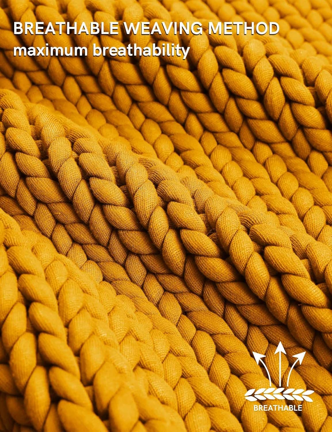 Chunky Throw Blanket, Medium-Weight, Hand Knitted, Skin Friendly, Ventilated and Breathable, Machine Washable, Home Décor Piece for Couch, Sofa and Bed (Yellow Fusion, 40x50 Inch)