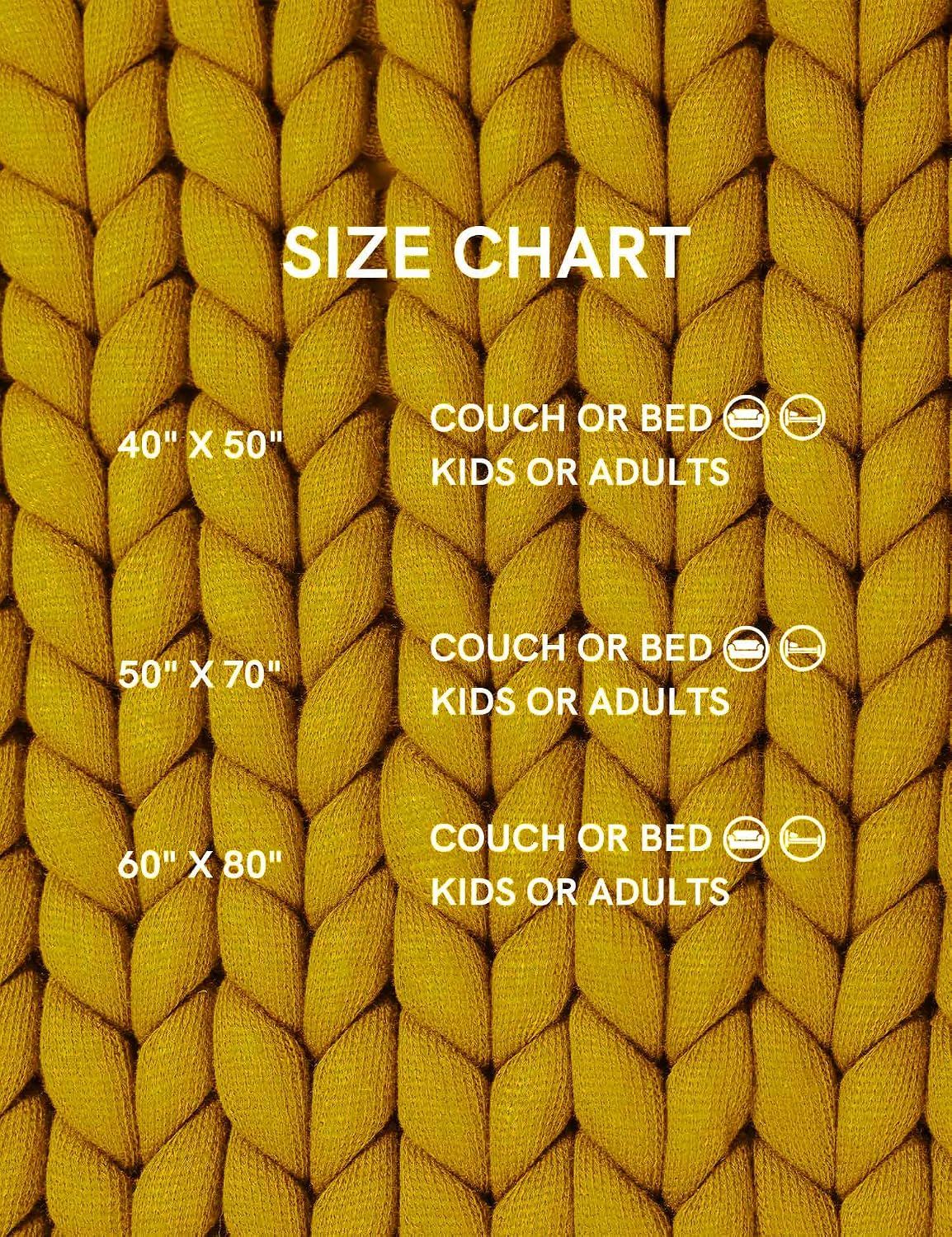 Chunky Throw Blanket, Medium-Weight, Hand Knitted, Skin Friendly, Ventilated and Breathable, Machine Washable, Home Décor Piece for Couch, Sofa and Bed (Yellow Fusion, 40x50 Inch)