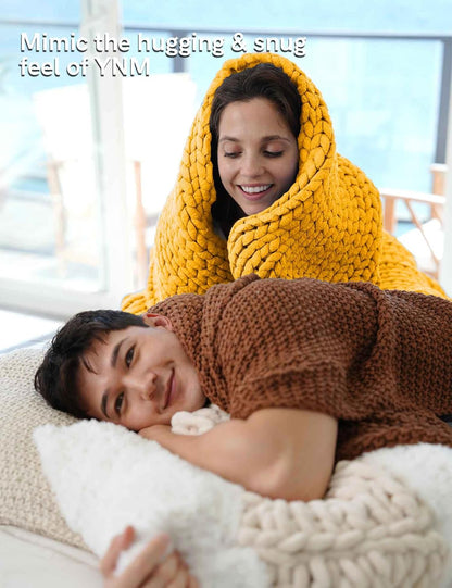 Chunky Throw Blanket, Medium-Weight, Hand Knitted, Skin Friendly, Ventilated and Breathable, Machine Washable, Home Décor Piece for Couch, Sofa and Bed (Yellow Fusion, 40x50 Inch)