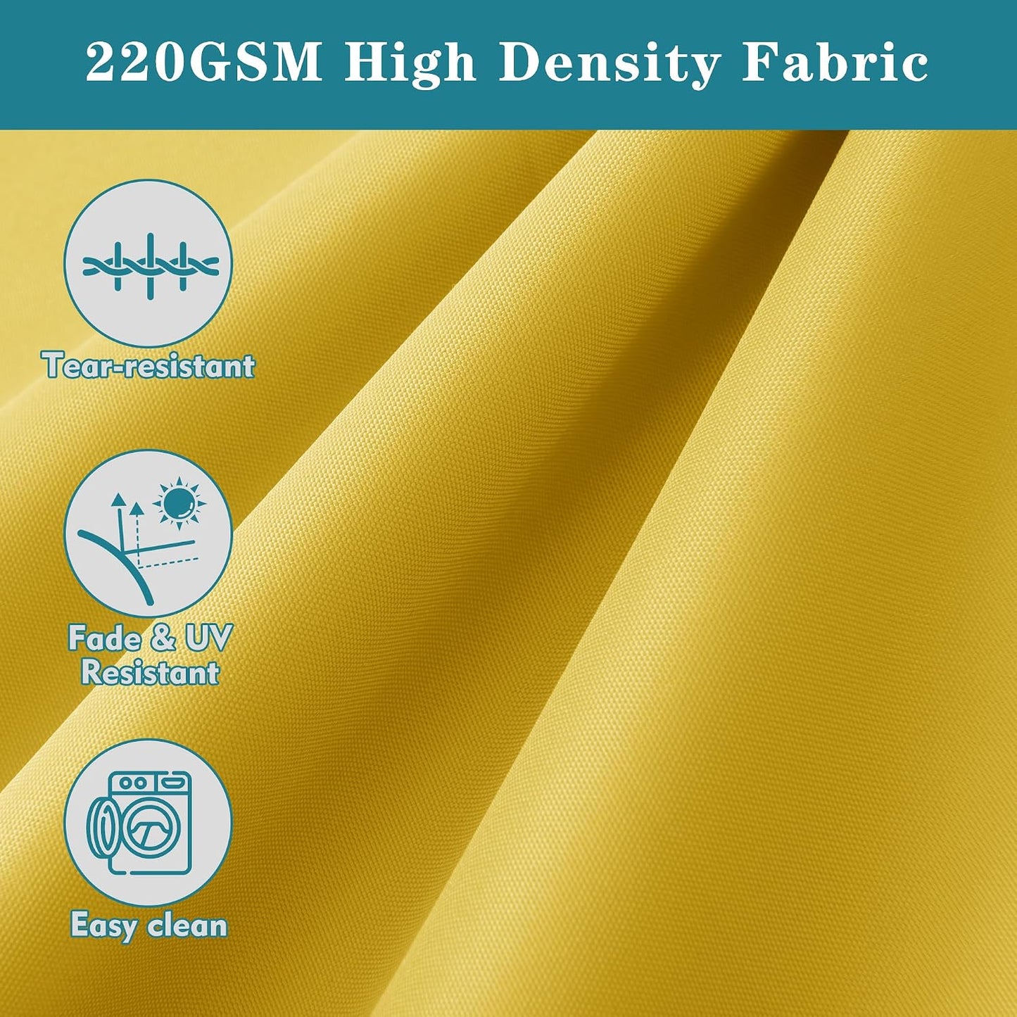 Outdoor Bench Cushion 48 x 18 Inch Thick Waterproof Porch Swing Cushions with Tie Patio Furniture Chair Cushion Bench Pad Color Fastness Backyard Seat Pads, Yellow