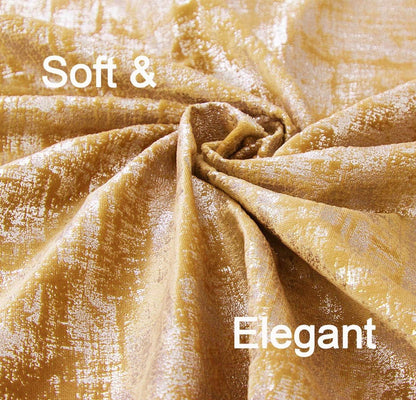 always4u Yellow Soft Velvet Curtains 108 Inch Length Long Luxury Bedroom Curtains Gold Foil Print Window Treatments for Living Room Set of 2