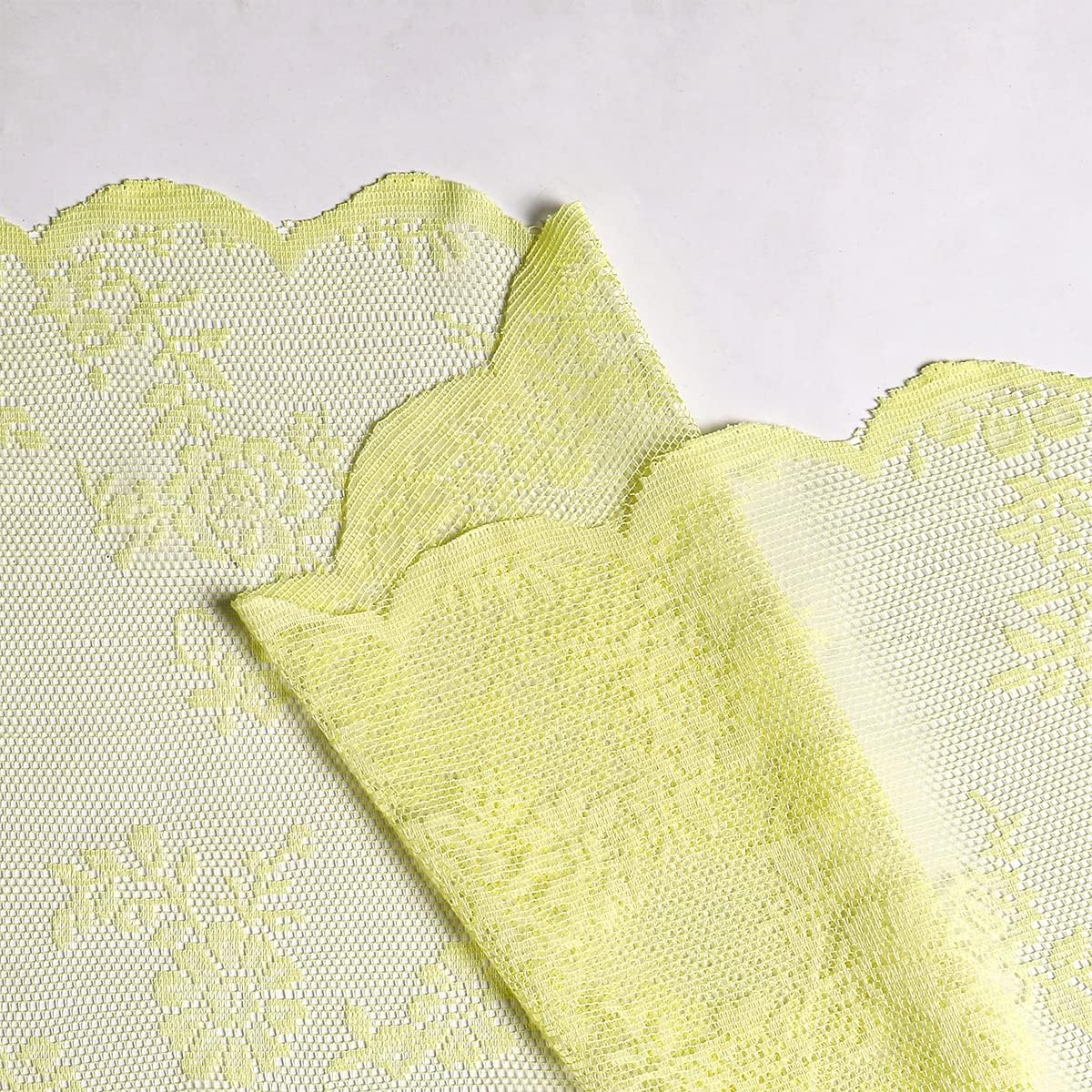 Yellow Lace Curtains for Bedroom 84 Inches Long Elegant French Rose Embroidered Sheer Curtain Panels Durable Floral Lace Fabric Grommet Window Treatment Drapes for Living Room, 55" w 2 Panels