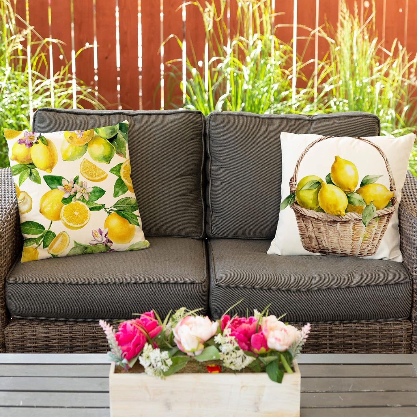 Ogiselestyle Watercolor Lemons Throw Pillow Covers, 18 x 18 Inch Yellow Summer Lemon Cushion Case for Sofa Couch Set of 4