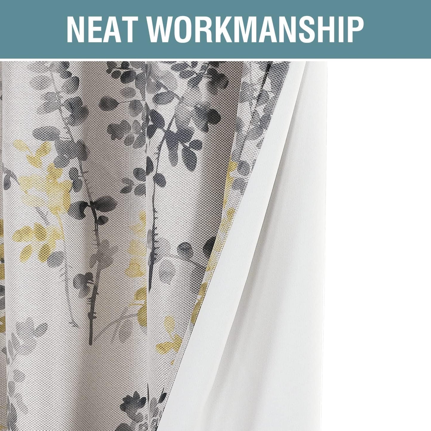 H.VERSAILTEX Linen Blackout Curtains 96 Inches Long Thermal Insulated Room Darkening Linen Curtains for Bedroom Textured Burlap Grommet Window Curtains for Living Room, 2 Panels, Grey and Yellow