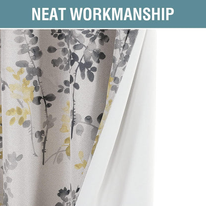H.VERSAILTEX Linen Blackout Curtains 96 Inches Long Thermal Insulated Room Darkening Linen Curtains for Bedroom Textured Burlap Grommet Window Curtains for Living Room, 2 Panels, Grey and Yellow