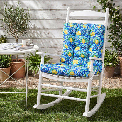 Hoteam 4 Set Outdoor Patio Chair Cushions 20 x 42 in Deep Seat Waterproof Patio Cushions Set for Furniture Replacement Removable Seat and Back (Mediterranean Lemon)