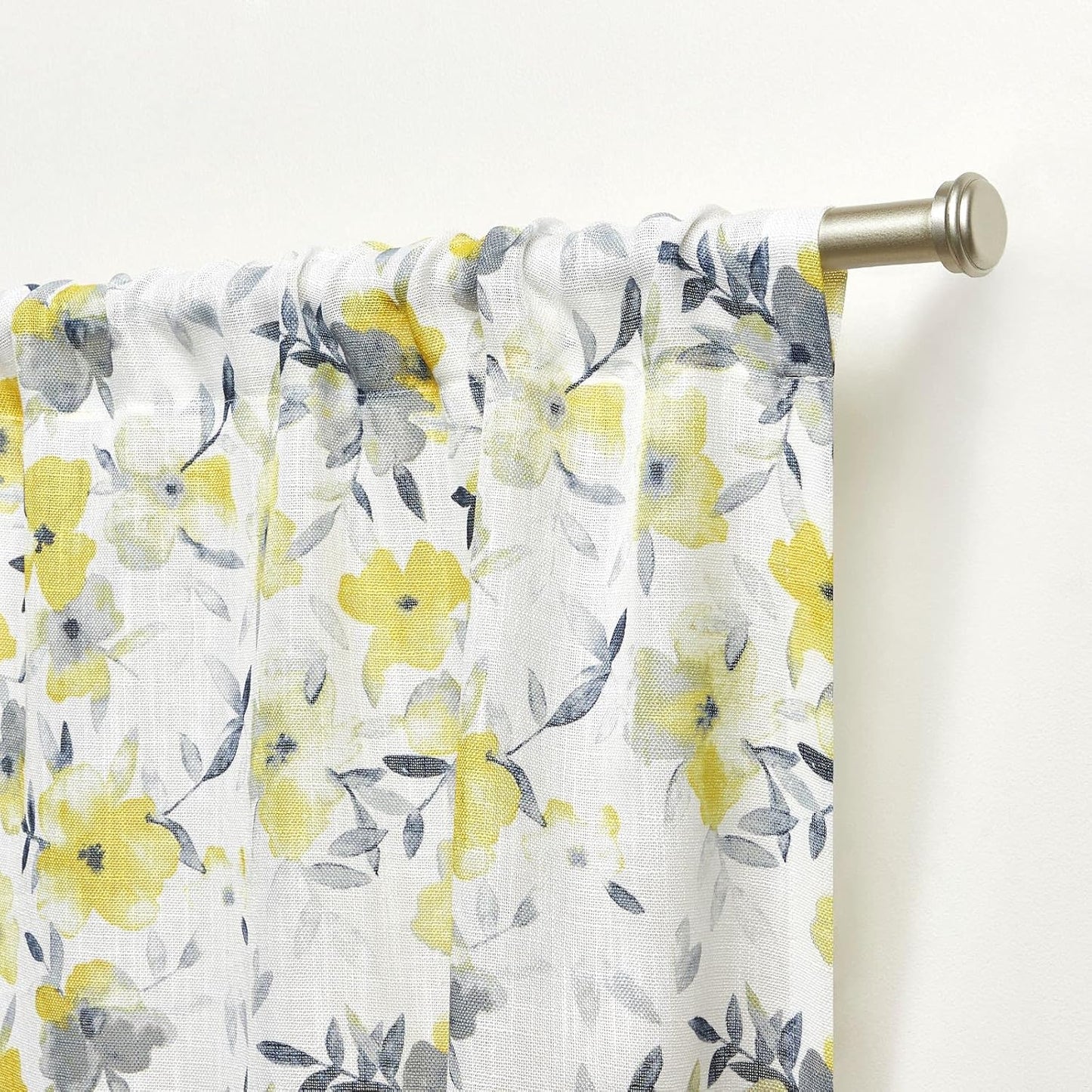 Nicole Miller NEW YORK Hattie Light Filtering, Semi Sheer Rod Pocket Curtain Panels, 54"x96", Yellow, Set of 2