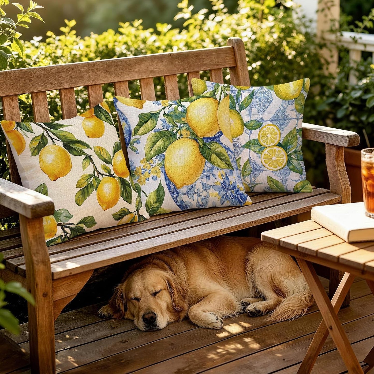 Summer Lemon Throw Pillow Covers, 18X18 inch Set of 4 Square Modern Outdoor Pillow Cases Decorative Cushion Covers, for Home Couch Sofa Car Decor
