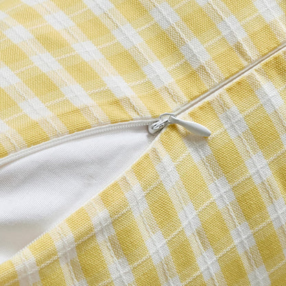 Yellow Gingham Throw Pillow Covers 18 x18 Set of 2, Farmhouse | Summer Outdoor Checkered Plaid Decorative Pillow Cover for Room Patio and Porch