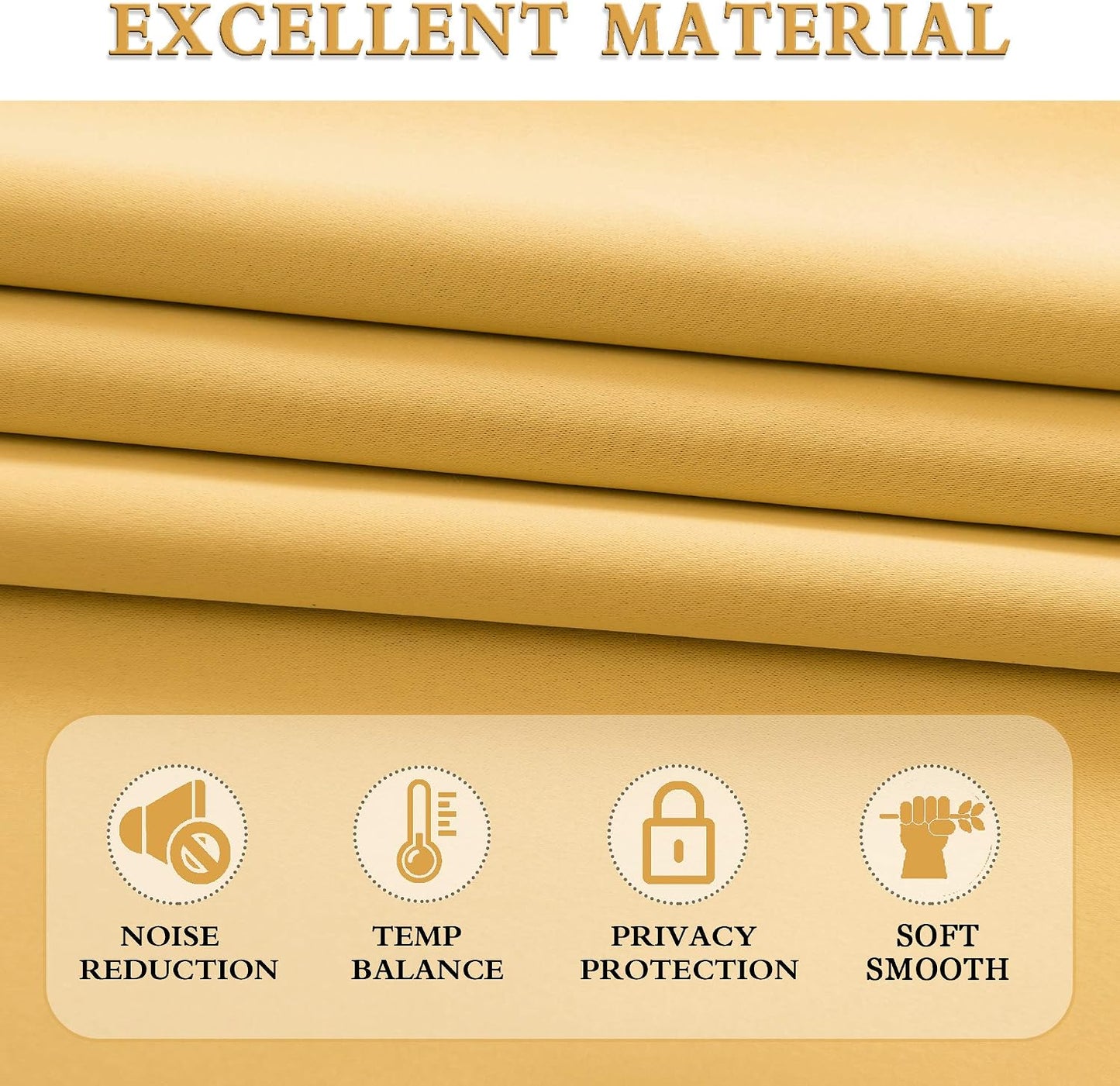 DONREN Mustard Yellow Curtains for Bedroom - Blackout Thermal Insulated Curtain Panels with Rod Pocket (52 by 63 Inch,2 Panels)