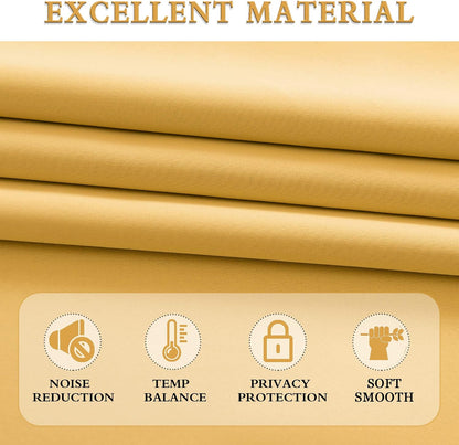 DONREN Mustard Yellow Curtains for Bedroom - Blackout Thermal Insulated Curtain Panels with Rod Pocket (52 by 63 Inch,2 Panels)