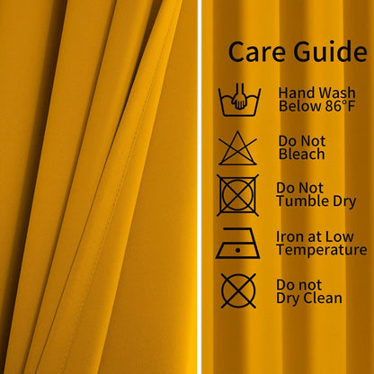 Pickluc Grommet Blackout Curtains 84 Inches Long 2 Panels, Light Blocking Window Drapes for Living Room, Thermal Insulated, Noise Reduction, Mustard Yellow, 52" Wide x 84" Length