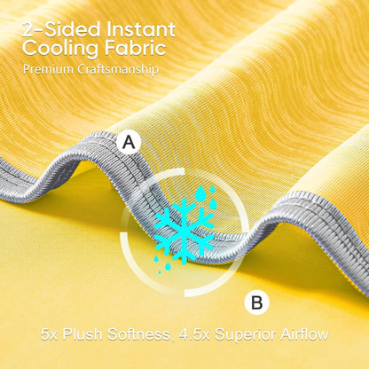 KMUSET Cooling Blanket Queen Size (90"x90"), Double Sided Summer Cooling Blankets for Hot Sleepers & Night Sweats, Lightweight Blanket for Sofa Bed Couch, House Warming Gifts New Home Ginger Yellow