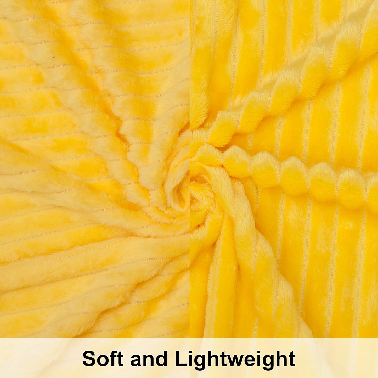 NTBAY Flannel Fuzzy Toddler Blanket, Fluffy Warm and Lightweight Reversible Stripes Design Baby Plush Blanket, 30 x 40 Inches, Yellow