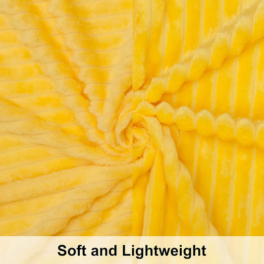 NTBAY Flannel Fuzzy Toddler Blanket, Fluffy Warm and Lightweight Reversible Stripes Design Baby Plush Blanket, 30 x 40 Inches, Yellow