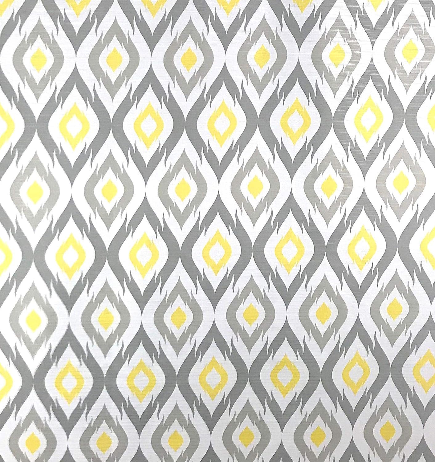 Serafina Home Yellow and White Fabric Shower Curtain for Bathroom: Contemporary Geometric Medallion Design Light Grey Diamond Silhouettes