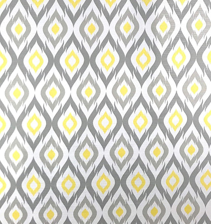Serafina Home Yellow and White Fabric Shower Curtain for Bathroom: Contemporary Geometric Medallion Design Light Grey Diamond Silhouettes
