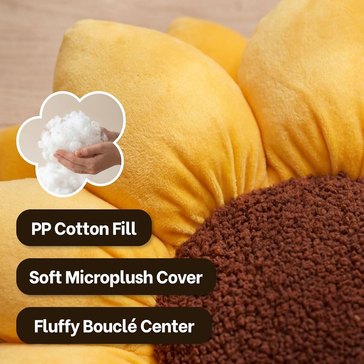 Green Philosophy Co. Sunflower™ Pillow - Golden Yellow - 20x20 Inches