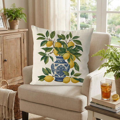 GAGEC Summer Pillow Covers 18x18 Inch Summer Decor Lemon Decor Lemon Pillow Covers for Home Sofa Living Room Farmhouse Cushion Case Decorations