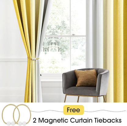 Ombre 100% Blackout Curtains 54 Inch Length 2 Panels for Bedroom Living Room Gold Yellow White Gradient Patterned Room Darkening Privacy Rod Pocket Window Treatment Drapes