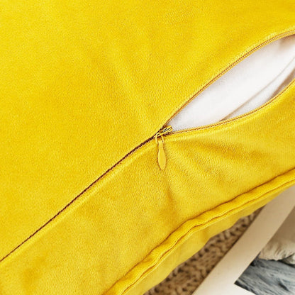 JIAHANNHA Velvet Bright Yellow Throw Pillow Covers Pack of 2 Spring Decorative Soft for Couch Sofa Bed Livingroom Office 18×18 Inches
