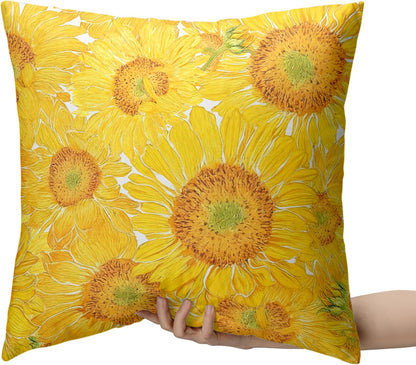 Sunflower Pillow Covers Floral Throw Pillow Covers 18x18 Yellow Pillow Case Flowers Double Sided Printing Cushion Case for Living Room Couch Sofa Set of 2