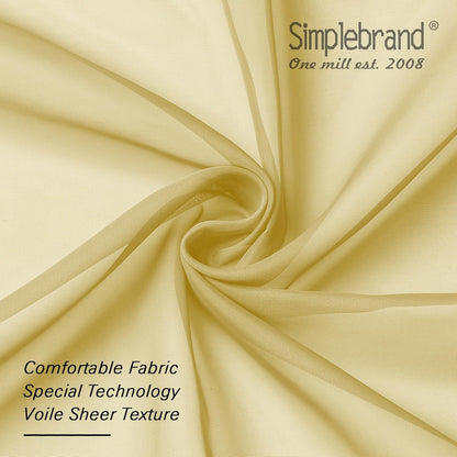 Simplebrand Yellow Short Sheer Curtains 45 Inch Length for Small Windows, Rod Pocket 2 Panels Set Solid Voile Drapes Window Sheer Curtains for Bedroom Bathroom Kids Room Kitchen, 42x45 Inch, 2pcs