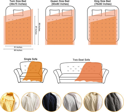 NTBAY Cotton Cable Knit Sherpa Throw Blanket for Couch (51"x67"), Soft Warm Fleece Knitted Throw for Bed, Sofa, Chair - Extra Cozy, Machine Washable, Comfortable Home Decor, Yellow