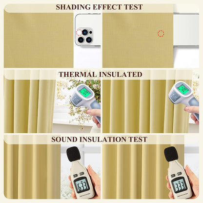 Jowels Yellow Linen Blackout Curtains 84 Length 2 Panels Set for Living Room Bedroom, 100% Black Out Thermal Insulated Linen Drapes, Room Darkening Grommet Curtains 84 Inches Long, Yellow