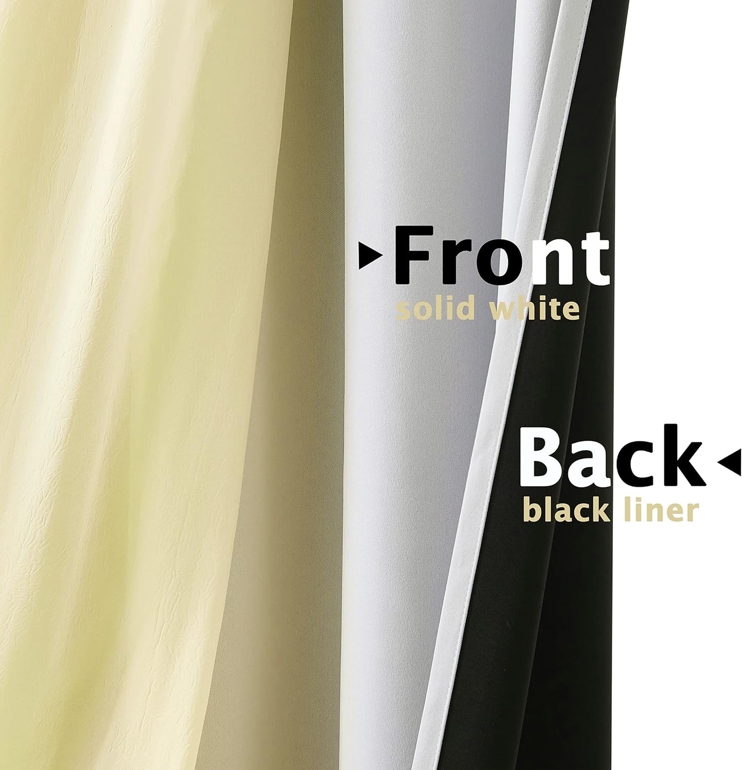 White Blackout Window Curtains for Kids Room 95 Inch Length Mix & Match Double Layers Grommet Curtain Panels Yellow Ombre Sheers Overlay 90% Room Darkening Thermal Drapes for Patio, 52" w 4 Pieces
