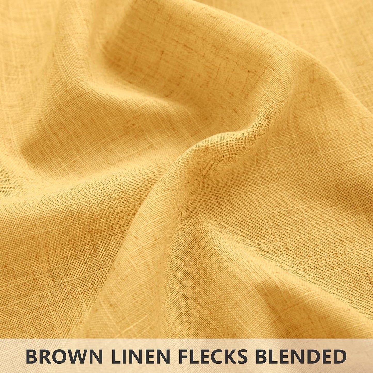 Mrs.Naturall Lemon Yellow Curtains 45 Inch Length for Kitchen, Sunflower Decor Rod Pocket Short Semi Sheer Bright Curtains for Bathroom Window