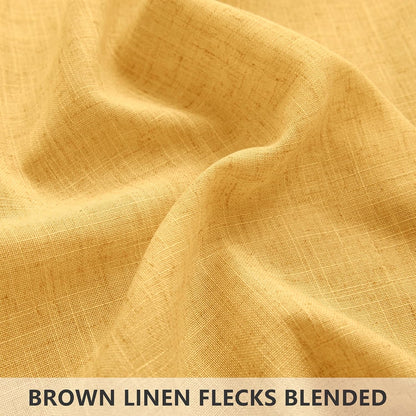 Mrs.Naturall Lemon Yellow Curtains 45 Inch Length for Kitchen, Sunflower Decor Rod Pocket Short Semi Sheer Bright Curtains for Bathroom Window